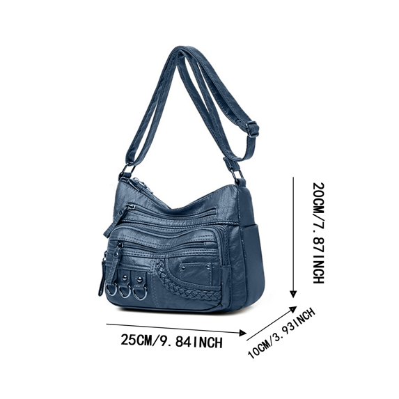 DGMIOCS Crossboby Bag for Women - Soft PU Leather Multi-Pocket Shoulder Bag Handbag with Adjustable Strap Blue