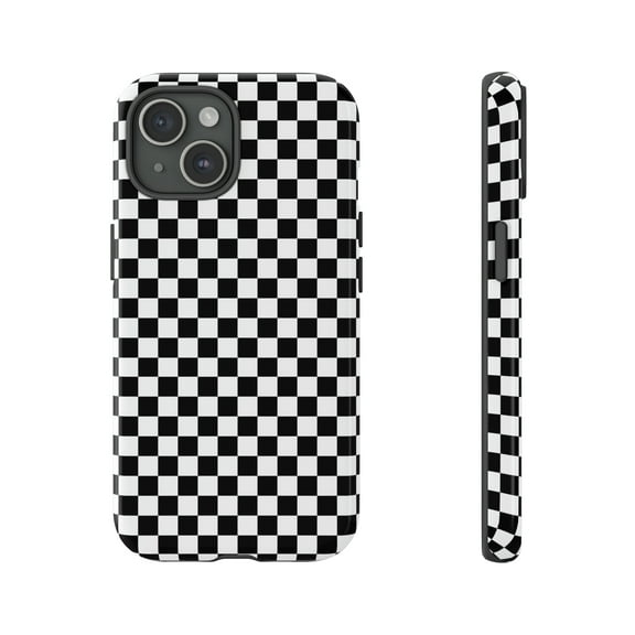 Black & White Checkered Shape Tough iPhone 15 Case-iPhone-iPhone Case