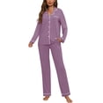 thumbnail image 1 of Conjunto de pijama ZMJ para mujer, manga larga, color lavanda, 2 piezas, talla S, 1 of 7