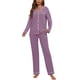 thumbnail image 1 of Conjunto de pijama ZMJ para mujer, manga larga, color lavanda, 2 piezas, talla S, 1 of 7