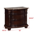 thumbnail image 4 of Traditional Nightstand with Three Storage Drawers, Marble Top Retro Grey Cherry End Table,Vintage Bedside Table for Bedroom Furniture, 4 of 6