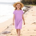 thumbnail image 4 of UQJfacai Girls Short Sleeve Dress A-Line Loose Casual Shift Swing Summer Crewneck T-Shirt Dress with Pockets 5-14 Years, 4 of 9