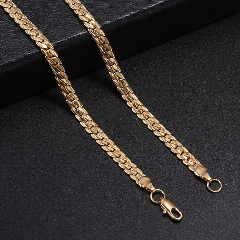Fashion 18K Real Gold Plated Copper Necklace For Men Chain Men's Necklace