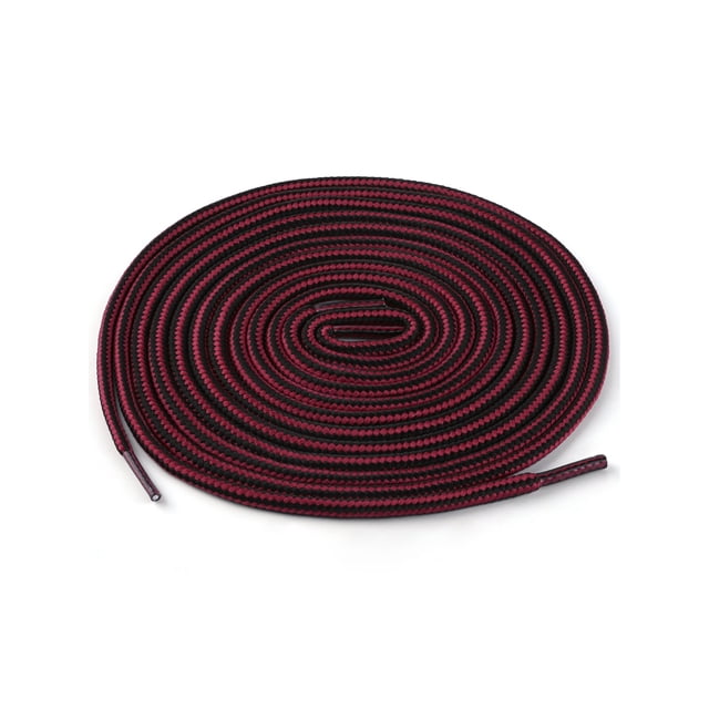INSPIRE CHIC Unisex Round Rope Dual Colored Striped 1/5 Thick Boot Shoelace 150cm / 59.05" Black Wine Red