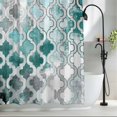 thumbnail image 3 of Shower Curtain, Moroccan Lattice Teal Gradient Waterproof Polyester Fabric Bath Curtain with Hooks for Bathroom Bathtub Stalls, Watercolor Oil Painting Style 36x72IN, 3 of 9