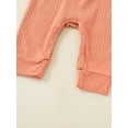 thumbnail image 6 of Qiylii Baby Girls Solid Color Ribbed Romper,Long Sleeve Splicing O-neck Bodysuit, 6 of 7