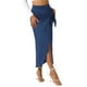 thumbnail image 1 of Falda larga bohemia de cintura alta para mujer INSPIRE CHIC, falda maxi envolvente de verano para playa con abertura, XS azul oscuro, 1 of 6