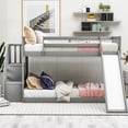 thumbnail image 2 of Solid Wood & Fun Feature - Gray Twin over Twin Bunk Bed with Slide and Stairway, 2 of 2