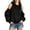 Black, variant on CAIXIA Cold Shoulder Women's Hoodies Pullover Graphic Pullover Cotton Casual Cozy Long Sleeve Hoodie 90s Oversized Sweatshirts for Women with Kangaroo Pocket Solid Color Fall Clothes
