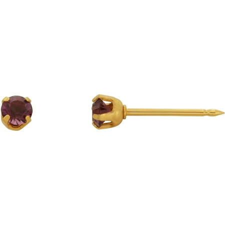 Home Ear Piercing Kit with 14kt Yellow Gold 3mm February Birthstone Earring