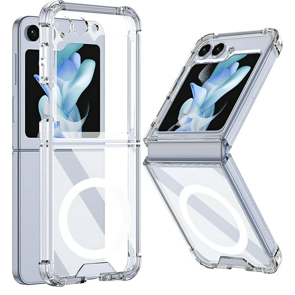 Allytechgroup Clear Magnetic Phone Case for Samsung Galaxy Z Flip 7, Not-Yellowing Slim Fit Wireless Charging Support Shockproof Anti-Scratch Cover Case for Galaxy Z Flip7, Clear