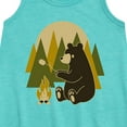 thumbnail image 2 of Instant Message - Bear Roasting Marshmallows - Toddler & Youth Girls A-line Dress, 2 of 5
