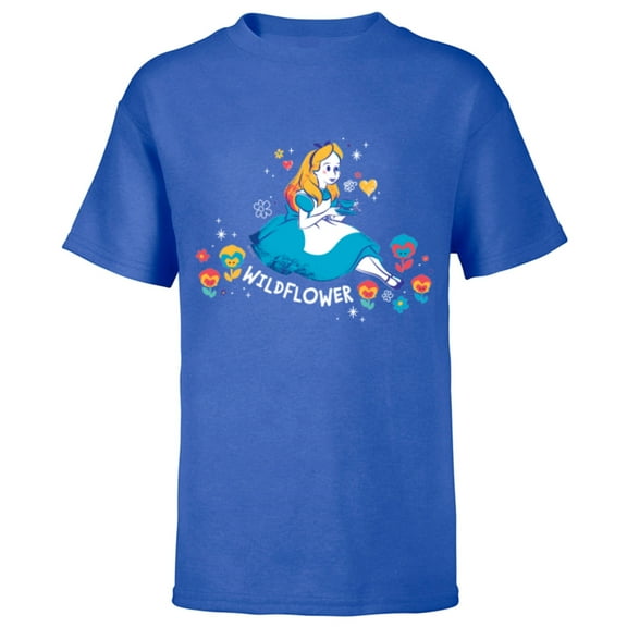 Disney Alice in Wonderland Wildflower Valentine’s Day - Short Sleeve T-Shirt for Kids - Customized-Royal