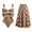 Brown, variant on Women's One Piece Swimsuit with Conservative Covering Lace Up Skirt Big Bow Bikini Set for Summer Beach Wear
