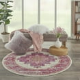 thumbnail image 6 of 5â€™ Round Ivory and Fuchsia Distressed Area Rug, 6 of 8
