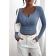 thumbnail image 5 of Remera PRETTYGARDEN 2025 Henley de Manga Larga Ajustada Azul Gris Talle S, 5 of 8