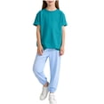 thumbnail image 2 of Mifsaly Kids Girls 2 Piece Summer Casual Set Short Sleeve Crewneck T-Shirt and Jogger Sweatpants Breathable Cotton Sport Matching Lounge Outfits 9-10 Years, 2 of 8
