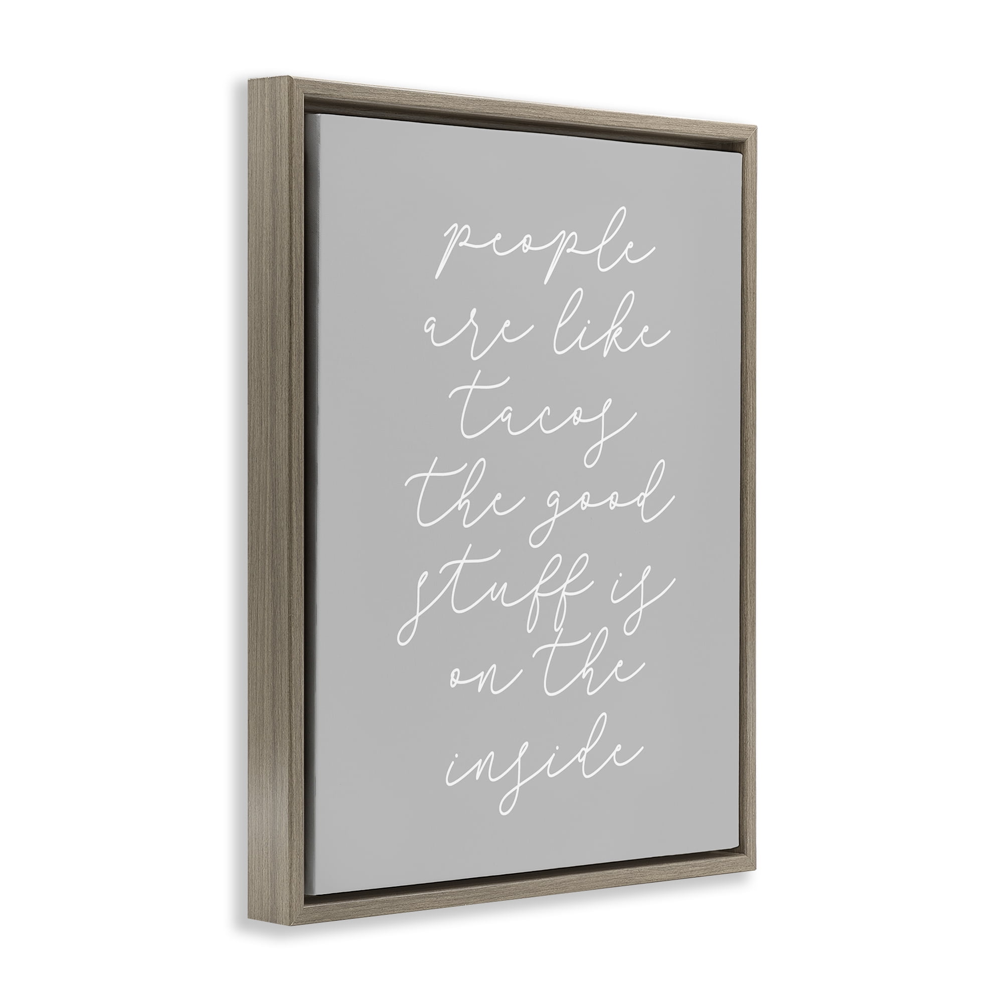 Stupell Industries People Like Tacos Text & Numbers Painting Brown Floater Framed Canvas Art Print Wall Art, 17 x 21