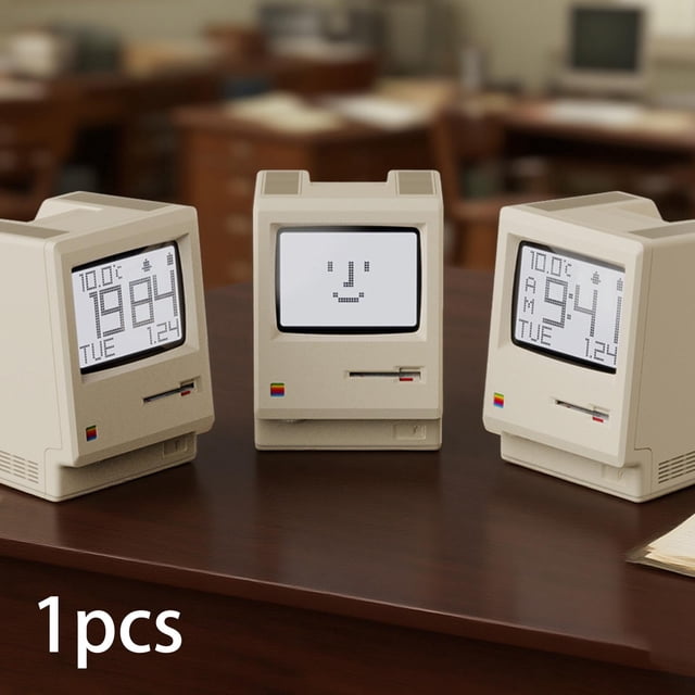 Reloj despertador para computadora de escritorio, accesorio con función de repetición, regalo para dormitorio, luz de fondo ajustable, temperatura de