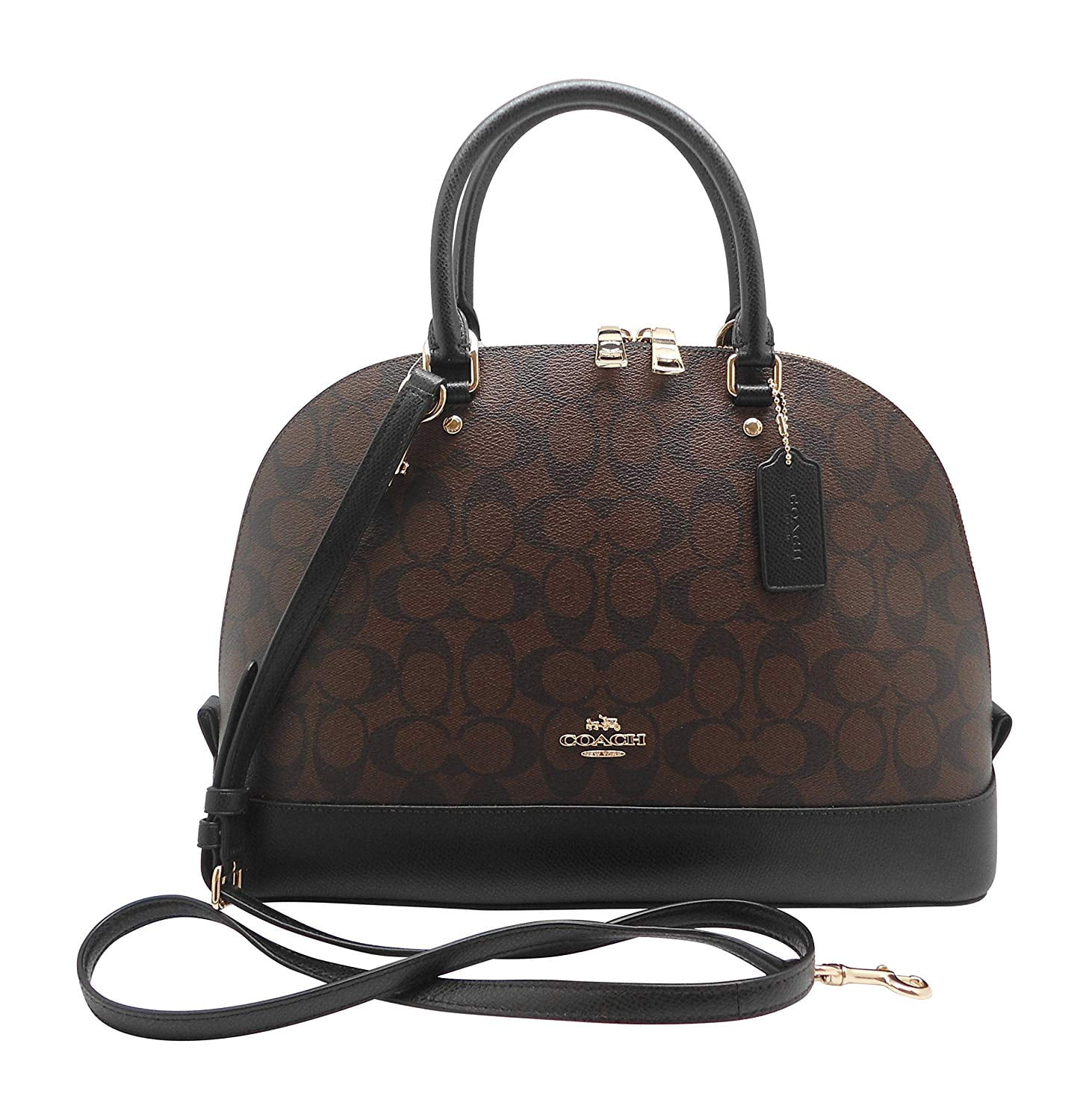 Coach Sierra Satchel Signature Coated Canvas Handbag Brown Black
