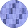thumbnail image 1 of Ahgly Company Indoor Round Checkered Blue Modern Area Rugs, 6' Round, 1 of 4