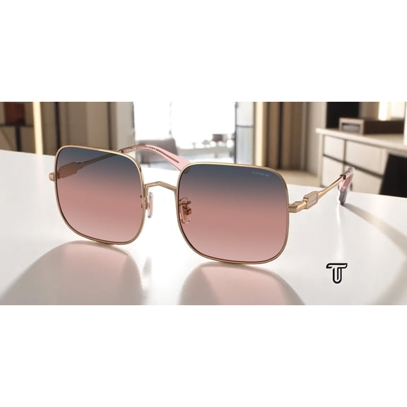 COACH HC7120 93678D Square Rose Gold Navy Pink Peach Grad 55 Women's Sunglasses
