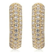 Vanbelle 18K Gold Plated Jewelry Round Moonlight Huggies Earring with Cubic Zirconia Stones for Women and Girls