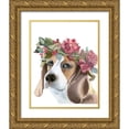thumbnail image 1 of Shefranov, Olga 26x32 Gold Ornate Wood Framed with Double Matting Museum Art Print Titled - Flower Crown Puppy, 1 of 4