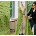 thumbnail image 5 of Soimoi Green Cotton Poplin Fabric Leaves & Flowerpecker Bird Printed Fabric 1 Yard 58 Inch Wide, 5 of 7
