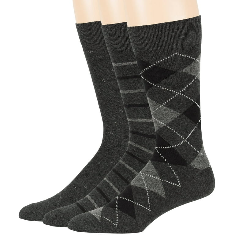 7BIGSTARS KINGDOM Men's Dress Socks Cotton -6 pack- Fashion Thin Business  Casual, Argyle, Dotted, Striped, Solid, Sock Size 10-13 Shoe Size 6-12 L  Charcoal - Walmart.com