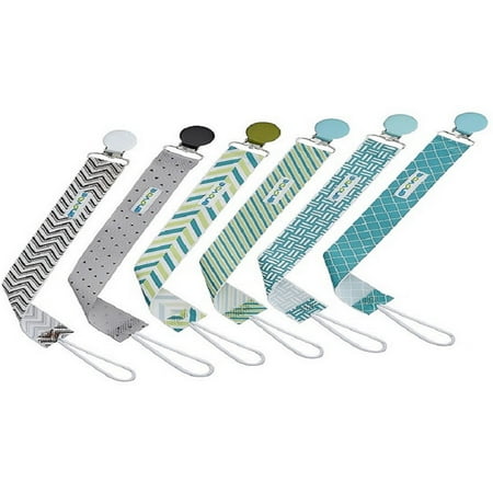 Pacifier Clips by Enovoe - 6 Pack of Pacifier Holder (BPA Free, Lead Free, Latex Free) - Stylish Teething Ring Holder for Baby Boys and Girls, Perfect Gift Set of Pacifier Clip for Baby Shower