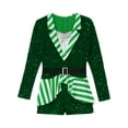thumbnail image 5 of Ocealan Kids Girls Sequins Candy Cane Stripes Christmas Outfits Long Sleeve One Piece Bodysuit Green 8, 5 of 7