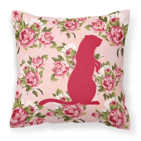 Meerkat Shabby Chic Pink Roses Fabric Decorative Pillow