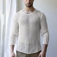thumbnail image 4 of Krdevn Men's Street Trend Woven Solid Color Mesh Knitted Long Sleeve Top,L, 4 of 9