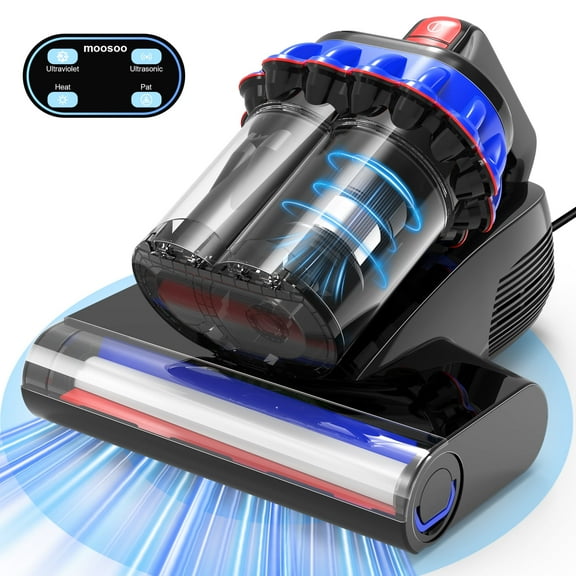 MOOSOO Mattress Vacuum Cleaner with UV Light, 16Kpa Ultrasonic Bed Vacuum with LED Display, Multiple Filtration Handheld Vacuum for Bed, Couch