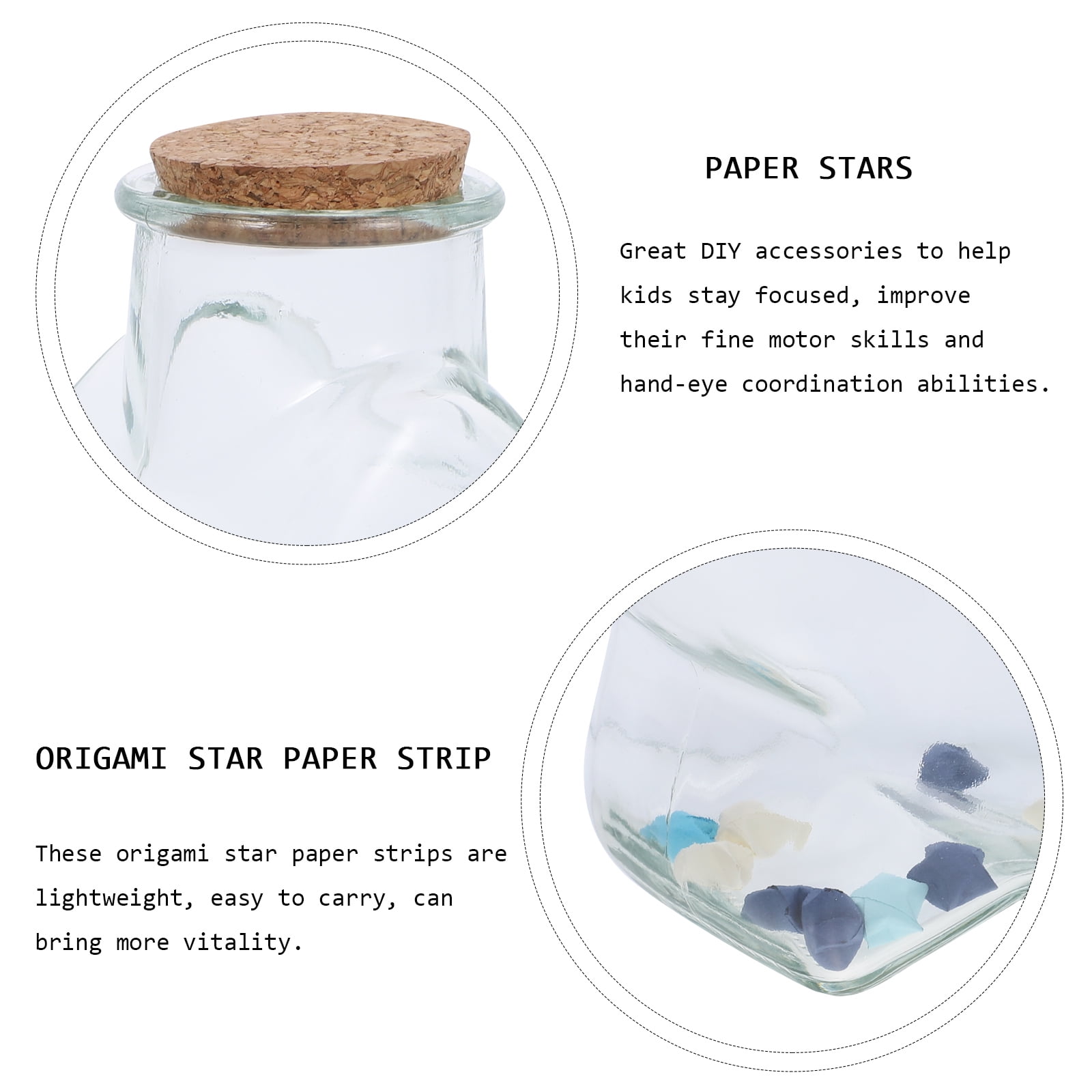 LOLIPPYY Origami Star Paper Strips Set with Storage Bottle for Crafting Lucky Paper Folding Kit