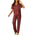 thumbnail image 1 of INSPIRE CHIC Ensemble de Pyjama en Satin pour Femme Soie Floral Manches Courtes Haut et Pantalon 2 Pcs Pyjamas TG Rouge, 1 of 6