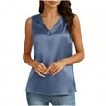 thumbnail image 4 of Atogsazn Women's Silk Satin Tank Tops Casual V Neck Sleeveless Bussiness Work Blouse Summer Shirt Vest Tops Navy XXL Fashion, 4 of 9
