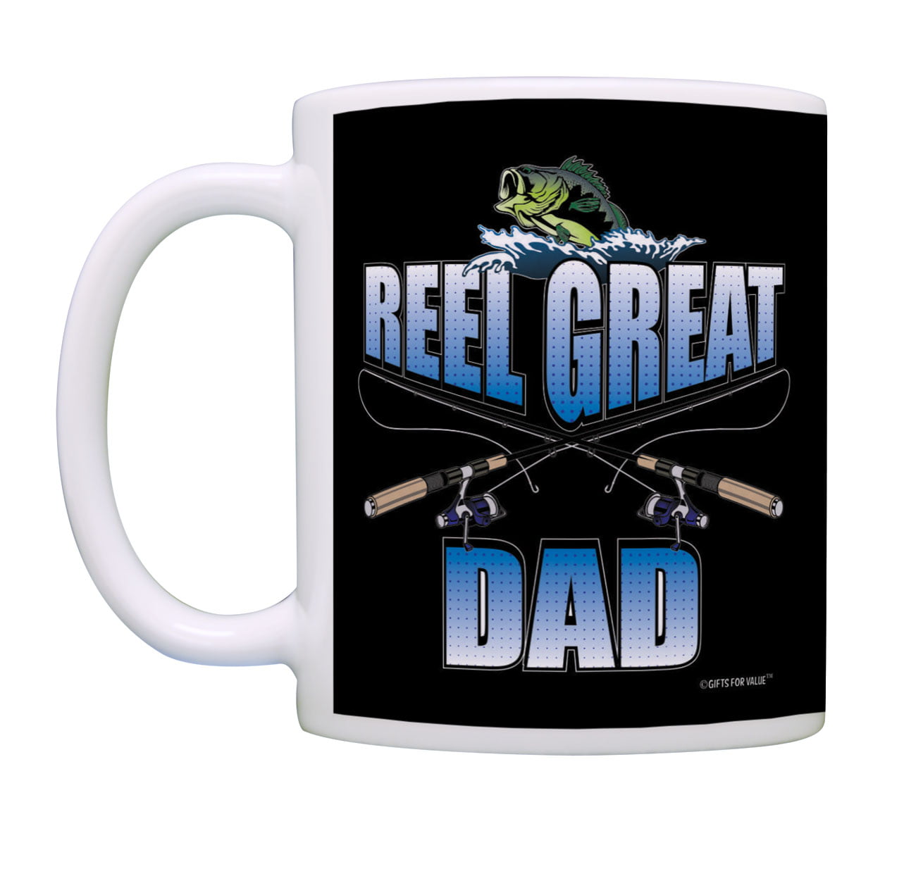 ThisWear Dad Birthday Gifts Fishing Reel Great Dad Bass Fishing Gifts for  Men Coffee Mug Black 