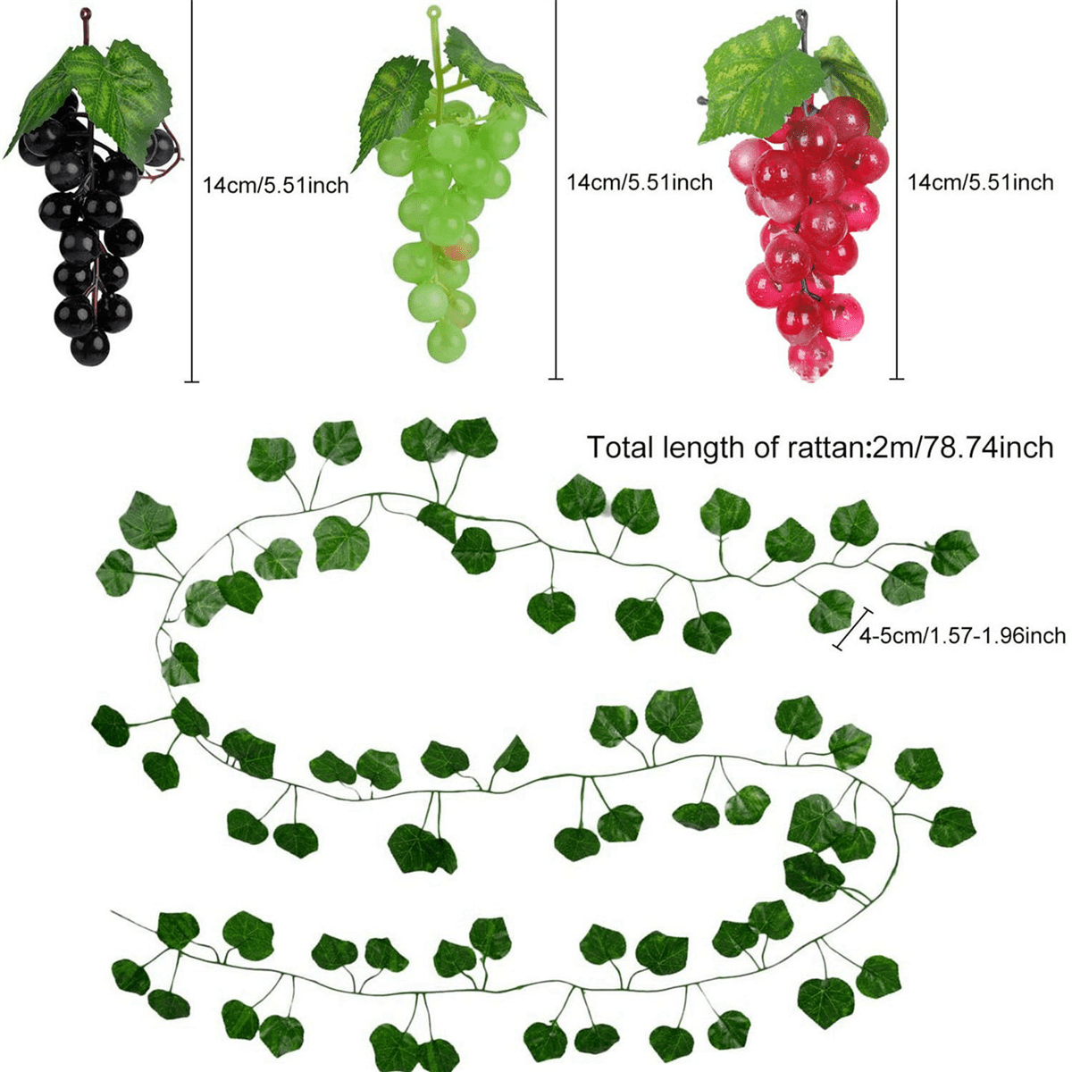 Lot De 12 Brins De Vigne Artificielle Avec Raisins – 3 Guirlandes Suspendues Réalistes 26 M Total, Feuilles + Fruits Pour Mariage, Fête, Décoration Intérieur Extérieur