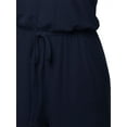 thumbnail image 4 of A2Y Women's Long Sleeve Wide Leg Elastic Waist Back Key Hole Long Pants Jumpsuit Navy XL, 4 of 5