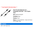 thumbnail image 2 of Front CV Axle Shaft Set of 2 - Compatible with 2007 - 2014 Toyota Yaris 2008 2009 2010 2011 2012 2013, 2 of 2