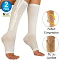 thumbnail image 1 of HAOAN Zipper Compression Socks - Open Toe Knee High Graduated Pressure Support Hose for Improved Leg Circulation - Unisex - Brown Regular Size -  (2 Pairs), 1 of 7