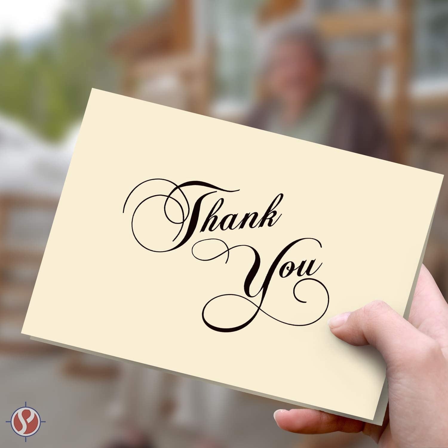 Elegant Cream Thank You Greeting Cards & Envelopes - Great for Birthdays, Weddings, Holiday Parties | 80lb (216gsm) | 5 x 7 Inches | 25 Per Pack