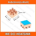 thumbnail image 1 of Smallest Tiny 8x8x5mm Square Copper Heatsink Cooler With Thermal Pad for VGA GPU Miniature Radiator DDR RAM Memory IC With Pad 4pcs, 1 of 5