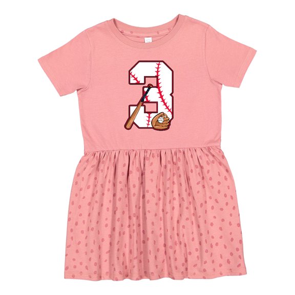 Inktastic Baseball Third Birthday Three Years Old Girls Toddler Dress