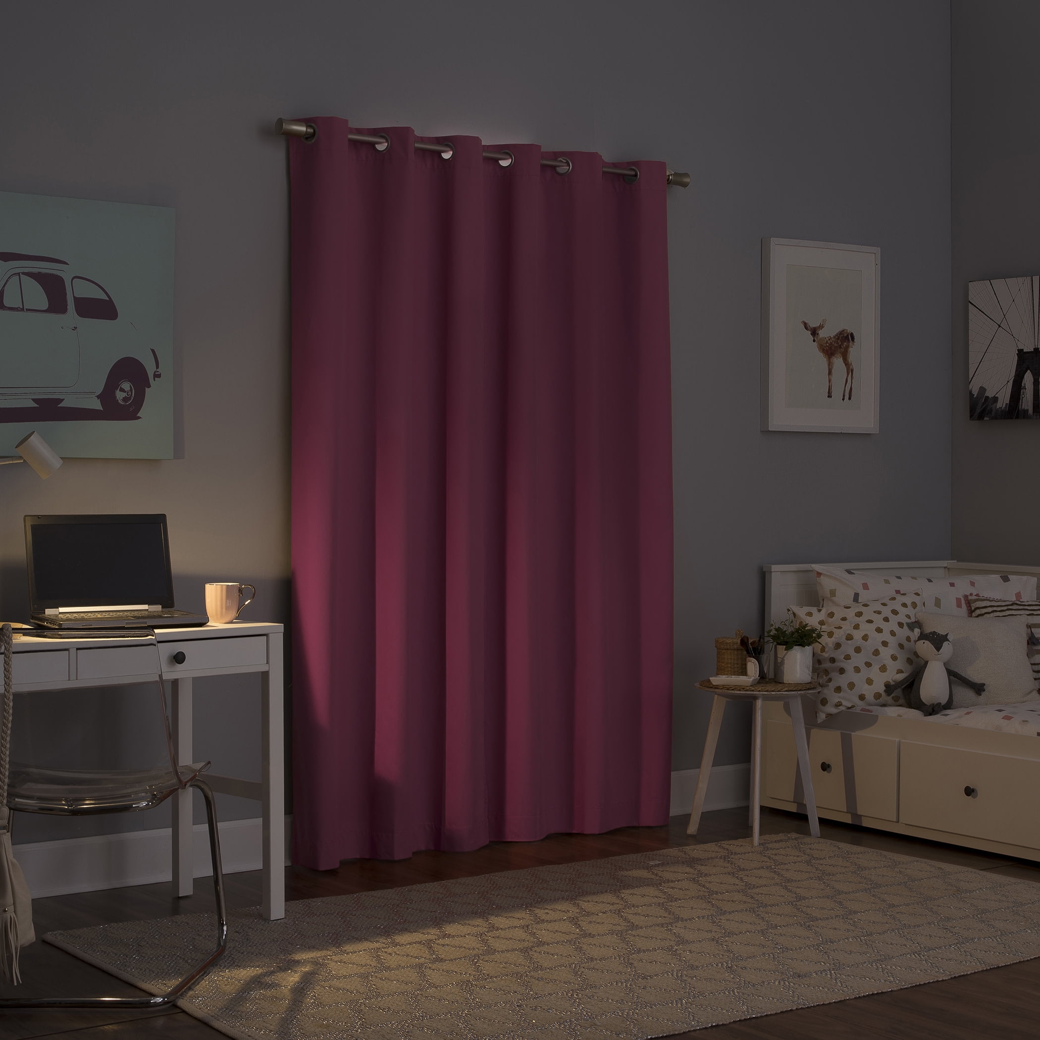 Sun Zero Harper Bright Vibes 100% Blackout Grommet Curtain Panel, 40"X63", Pink, 40"X63", Pink