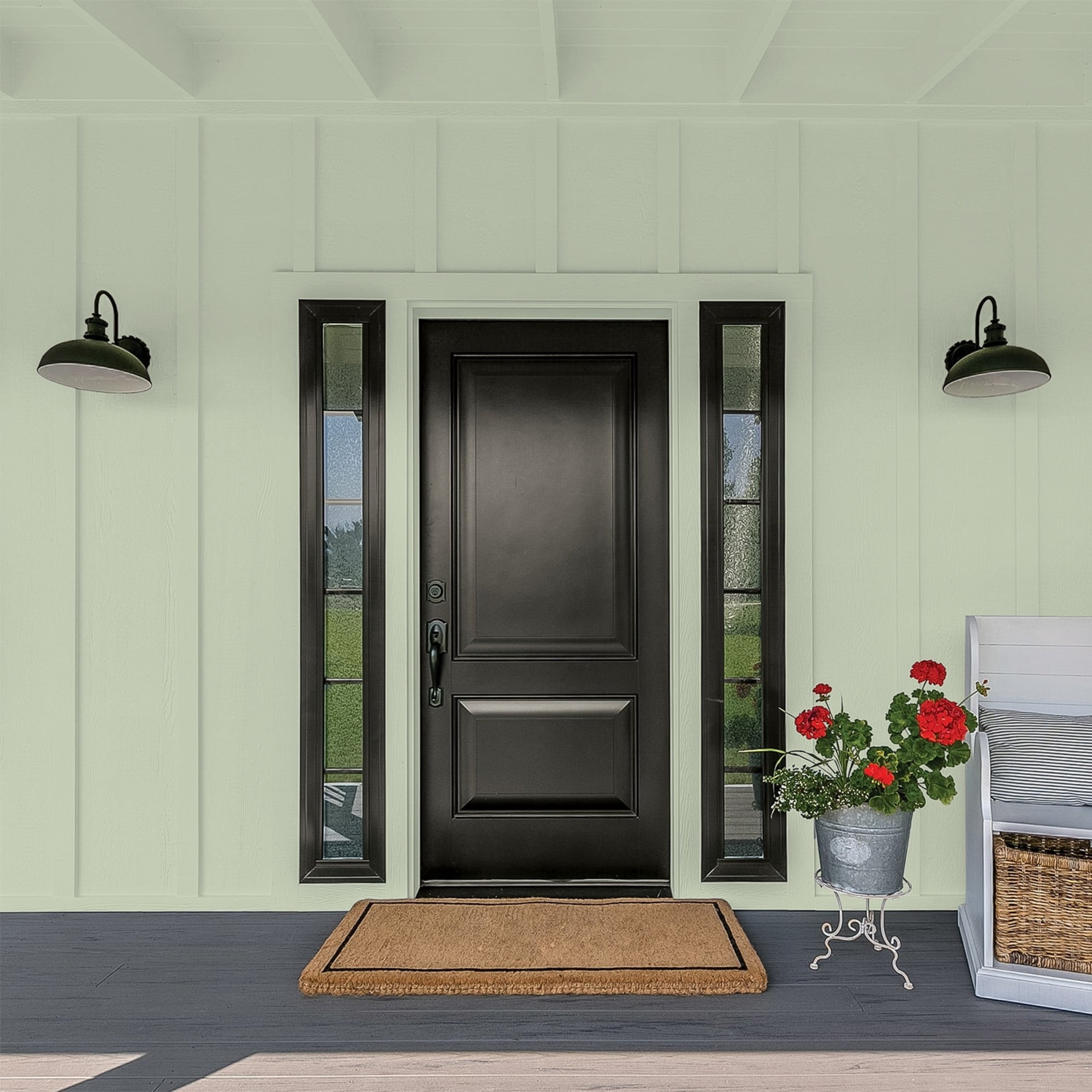 Glidden One Coat Light Sage / Green Flat Exterior Paint with Primer, 5 Gallon