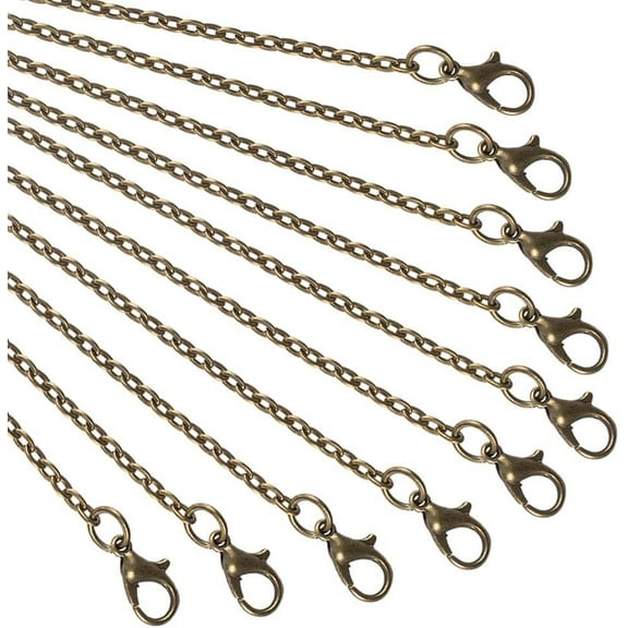 10 Strands Antique Bronze Chain Iron Wire Chain with Lobster Clasp Chain Necklace
