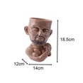 thumbnail image 3 of Maceta con forma de cara humana con orificio de drenaje para gabinete Marrón, 3 of 9